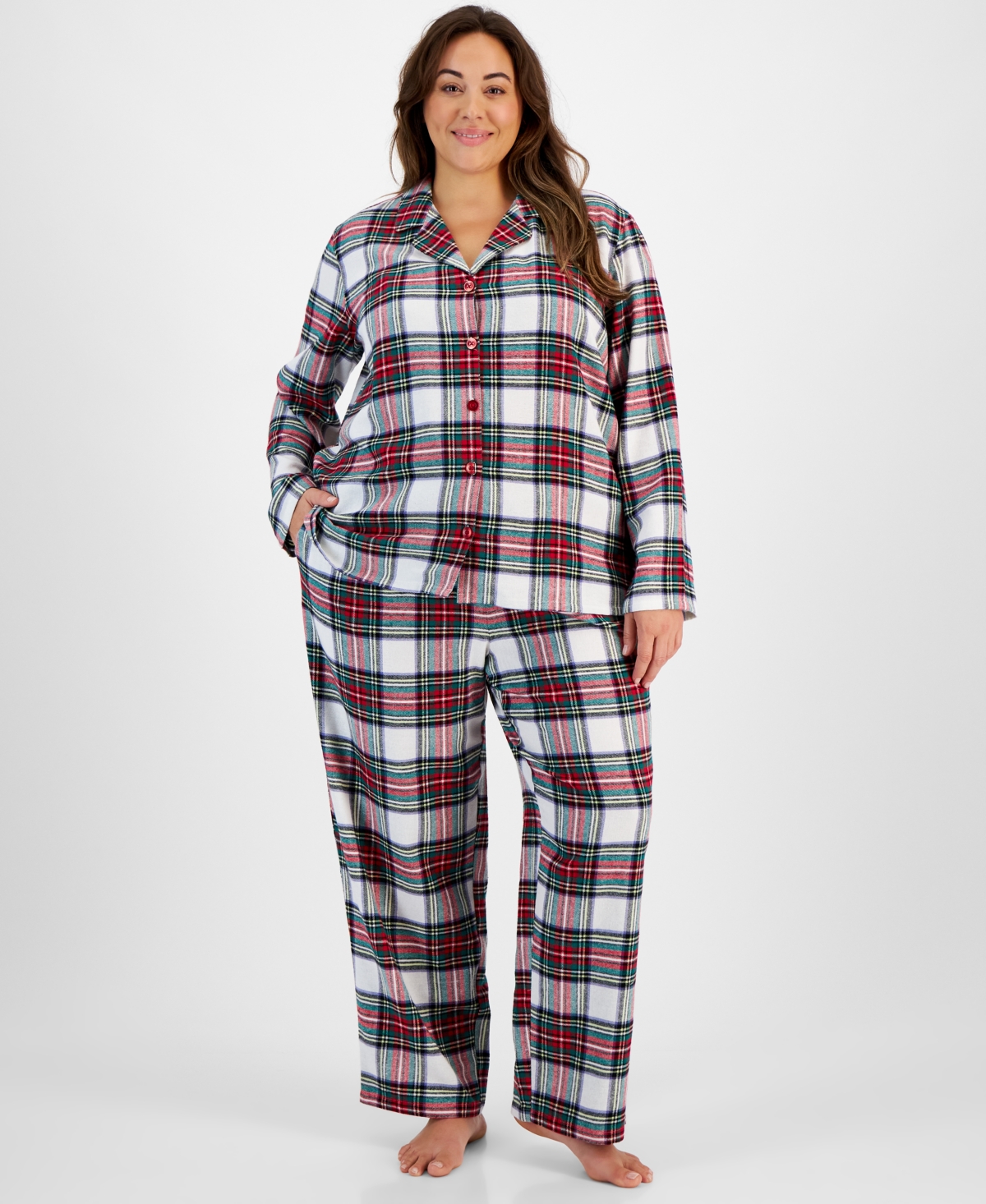 Family Pajamas Matching  Plus Size Stewart Cotton Plaid Pajamas Set, Created For Macy's In Stewart Plaid