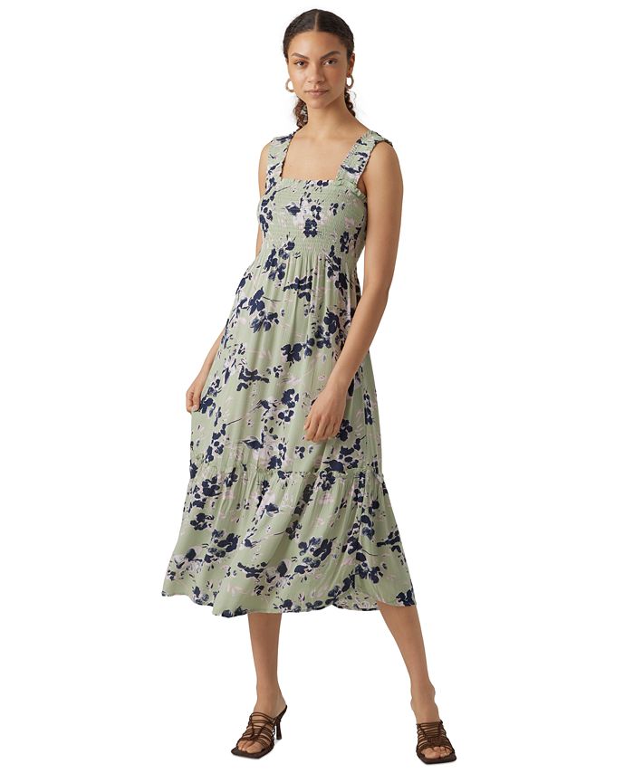 Omkreds deres aIDS Vero Moda Women's Sleeveless Smocked-Strap Midi Dress - Macy's