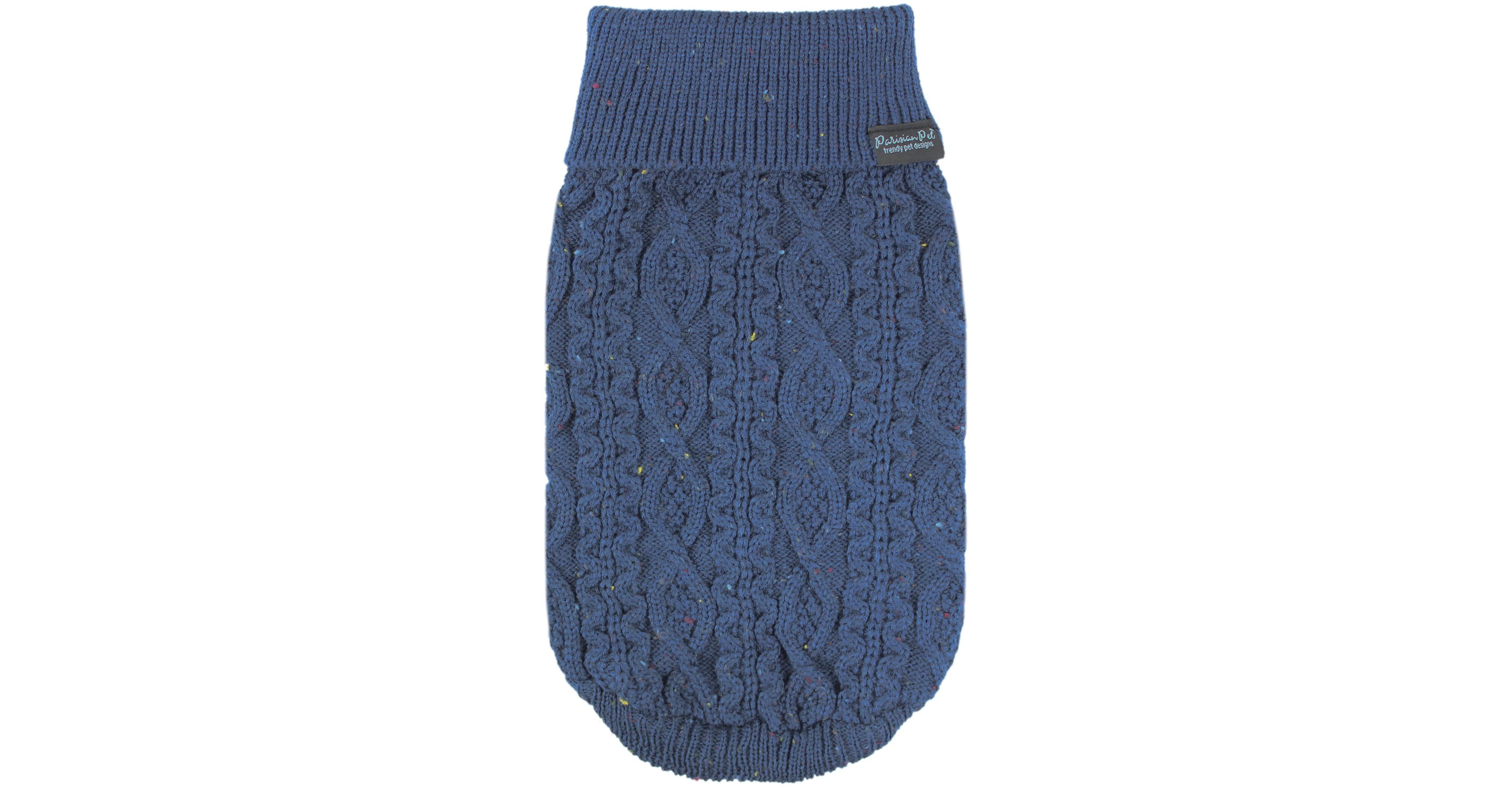 Parisian Pet Cable Knit Navy Sweater