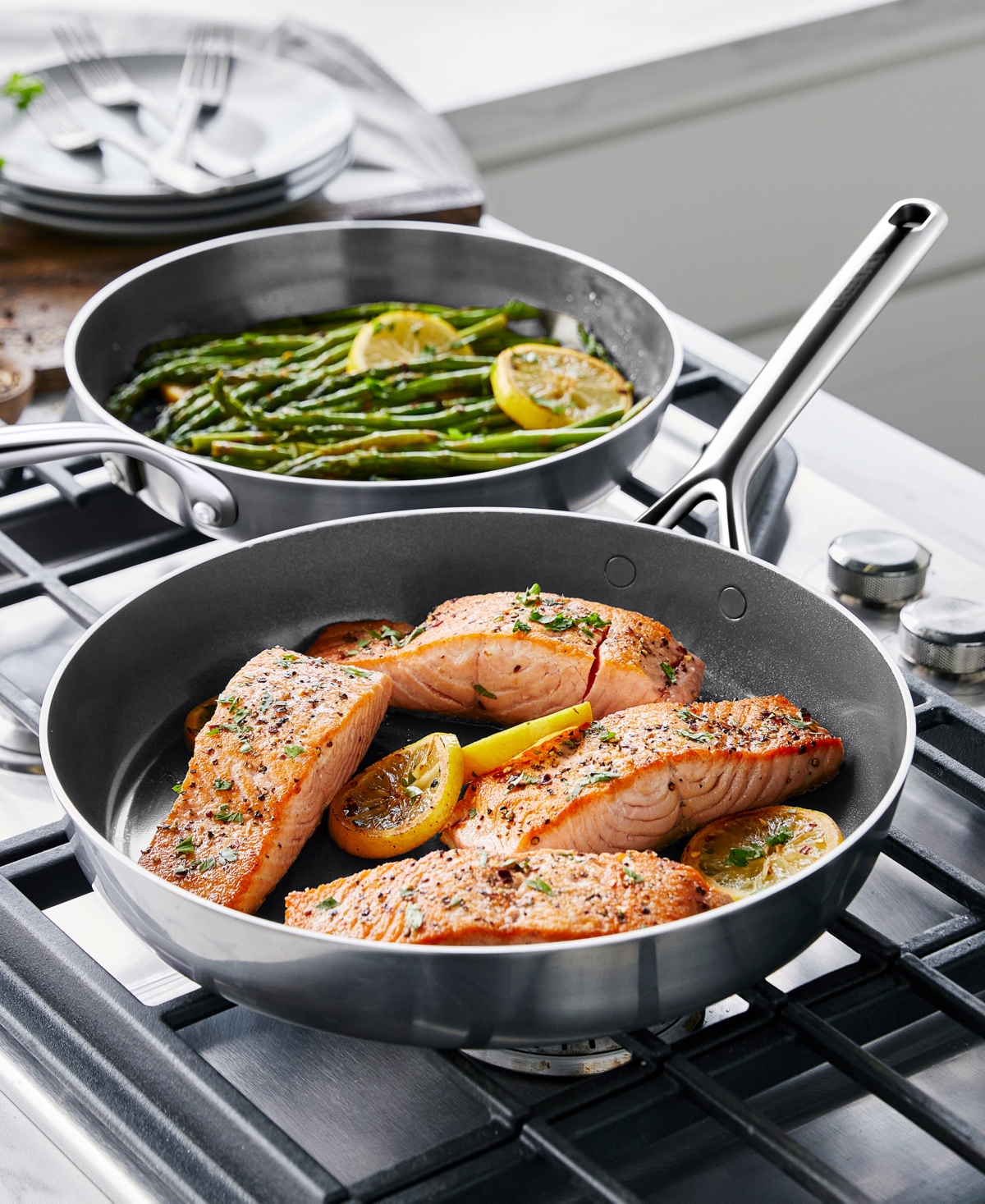 GreenPan GP5Healthy Ceramic Nonstick 2-Piece Fry pan Set, and - Stainless Steel