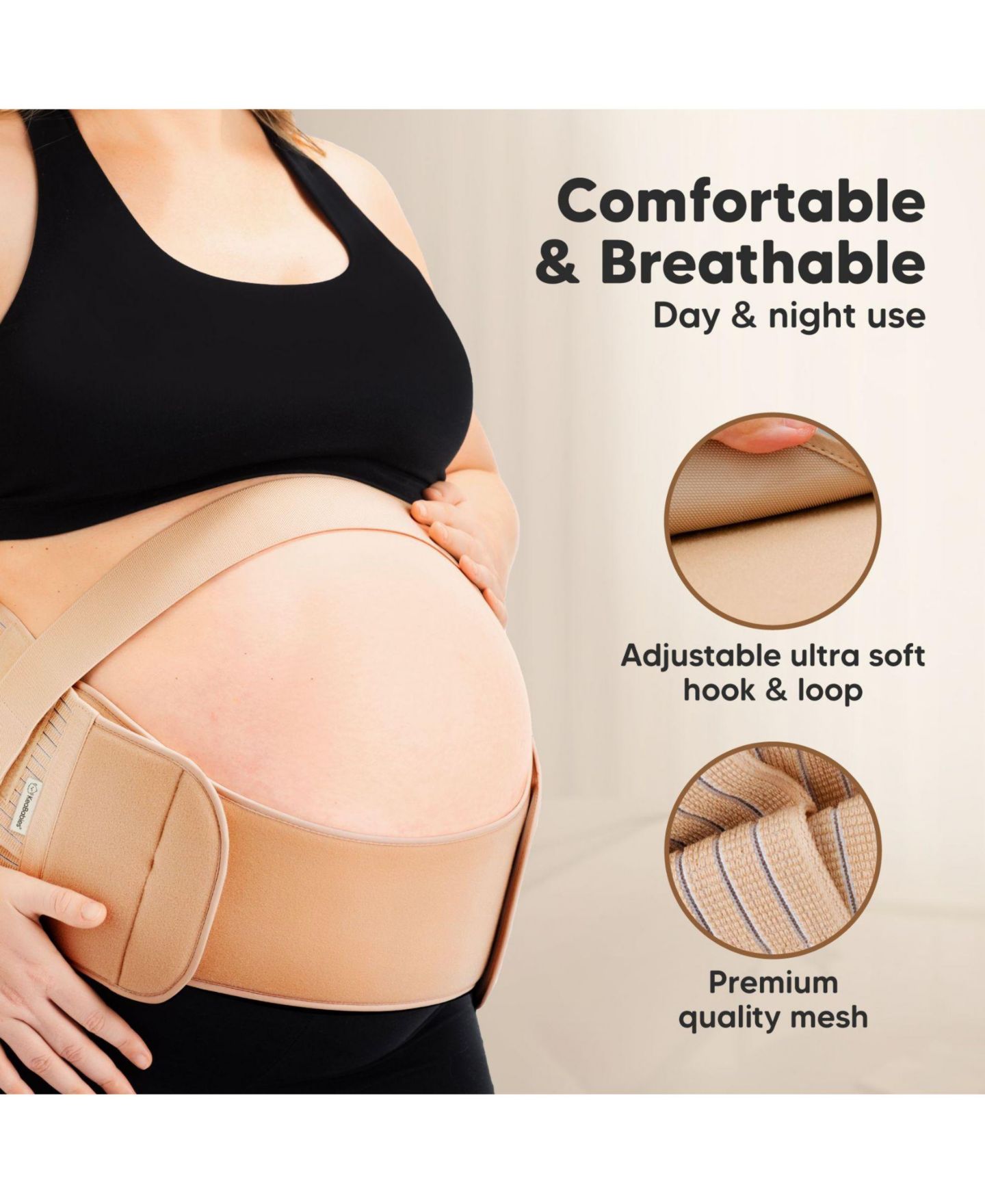 Женский ремень KeaBabies 2 in 1 Pregnancy Belly Support Band, Maternity Belt, Pregnancy Must Haves Baby Belly Bands, цвет: Слоновая кость — фото 4