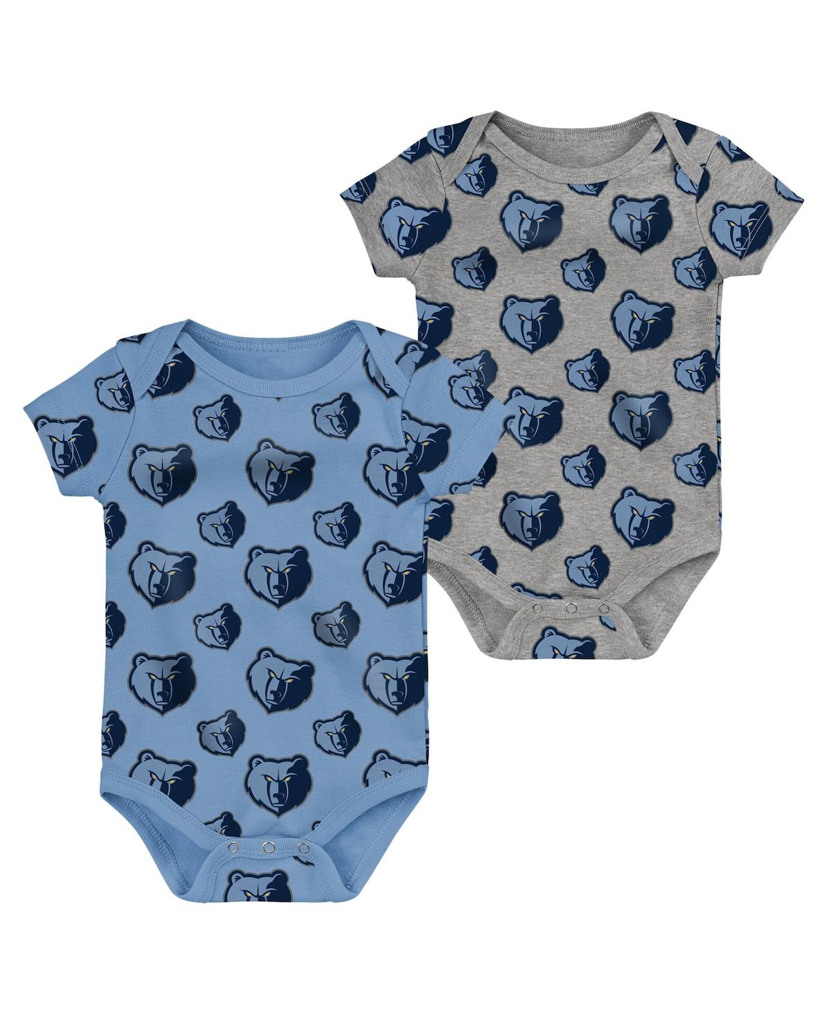 Outerstuff Babies' Newborn And Infant Boys And Girls Light Blue, Gray Memphis Grizzlies Two-pack Double Up Bodysuit Set In Light Blue,gray