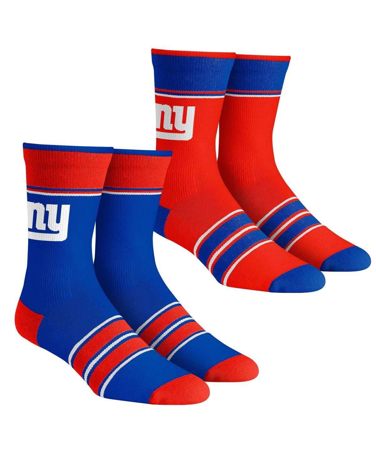 Rock 'em Men's And Women's  Socks New York Giants Multi-stripe 2-pack Team Crew Sock Set