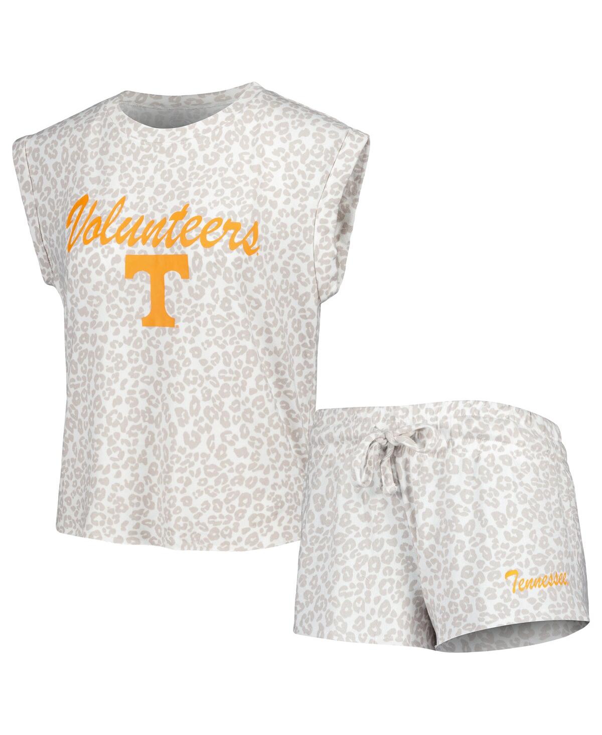 Shop Concepts Sport Women's  Cream Tennessee Volunteers Montana T-shirt And Shorts Sleep Set