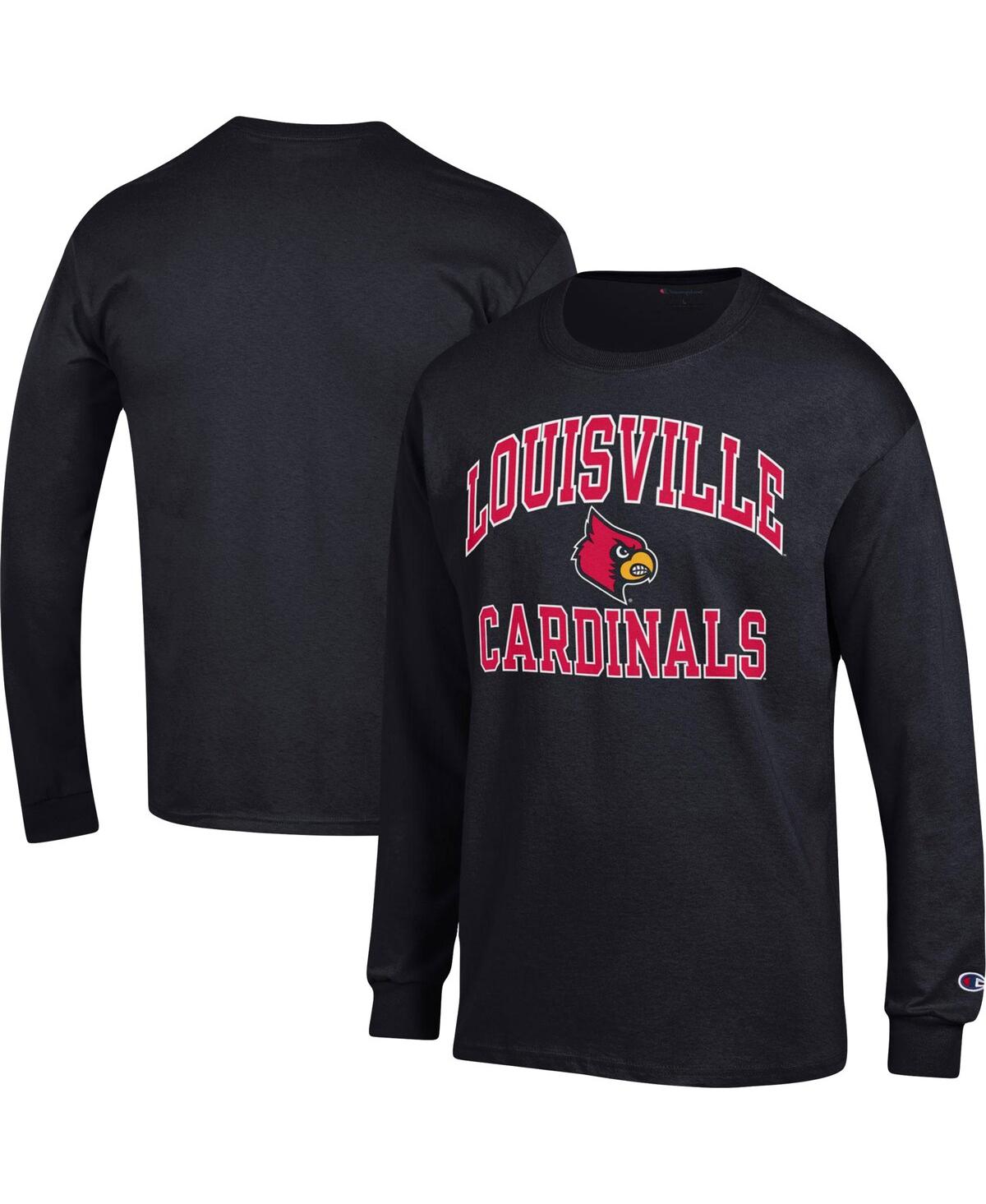 Shop Champion Men's  Black Louisville Cardinals High Motor Long Sleeve T-shirt