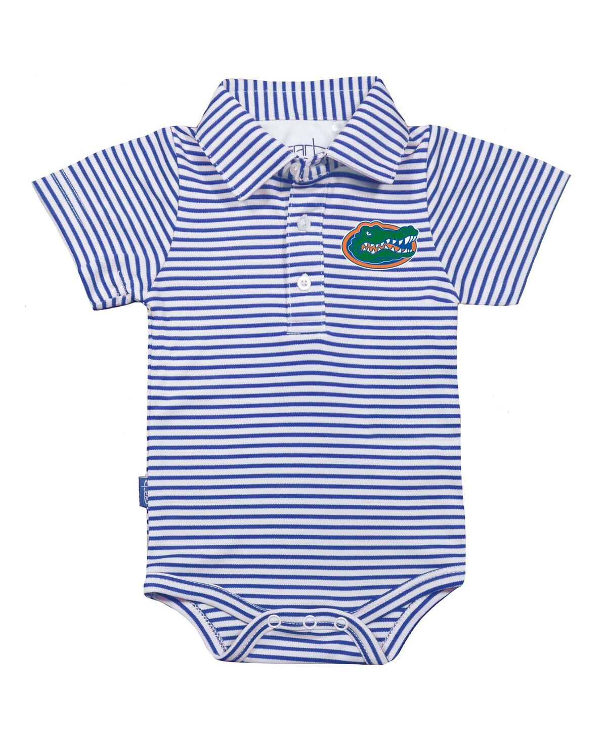 GARB INFANT BOYS AND GIRLS GARB ROYAL, WHITE FLORIDA GATORS CARSON STRIPED SHORT SLEEVE BODYSUIT 