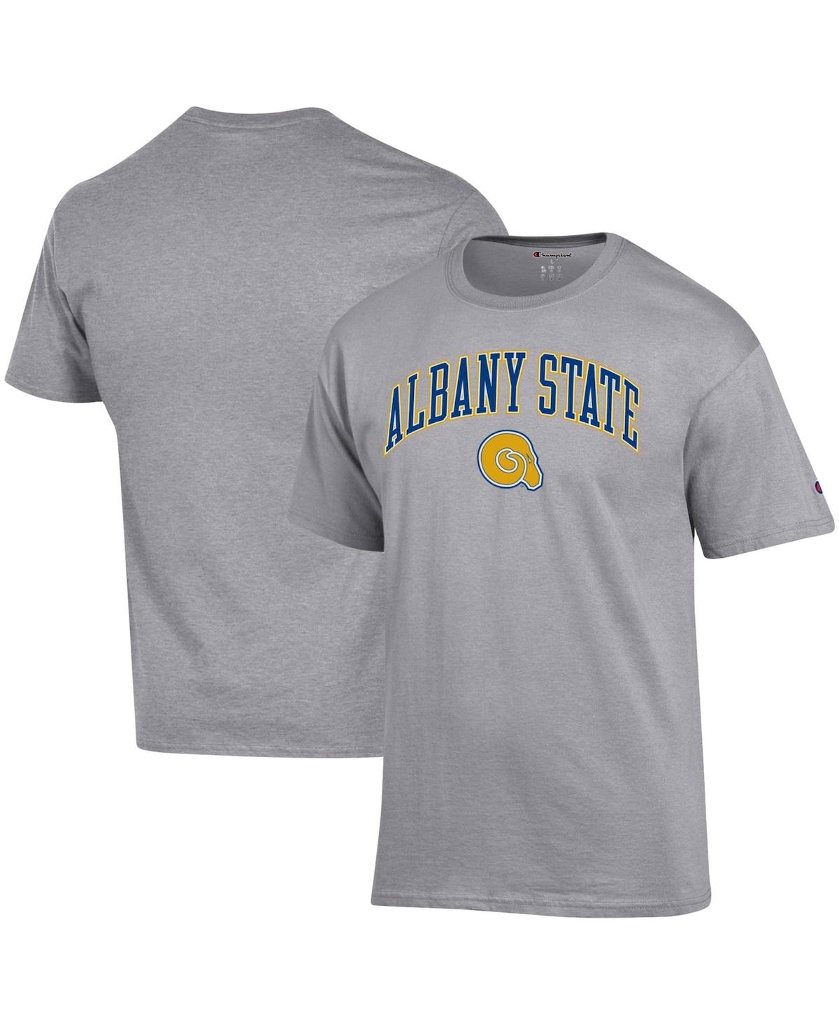 CHAMPION MEN'S CHAMPION GRAY ALBANY STATE GOLDEN RAMS ARCH OVER LOGO T-SHIRT