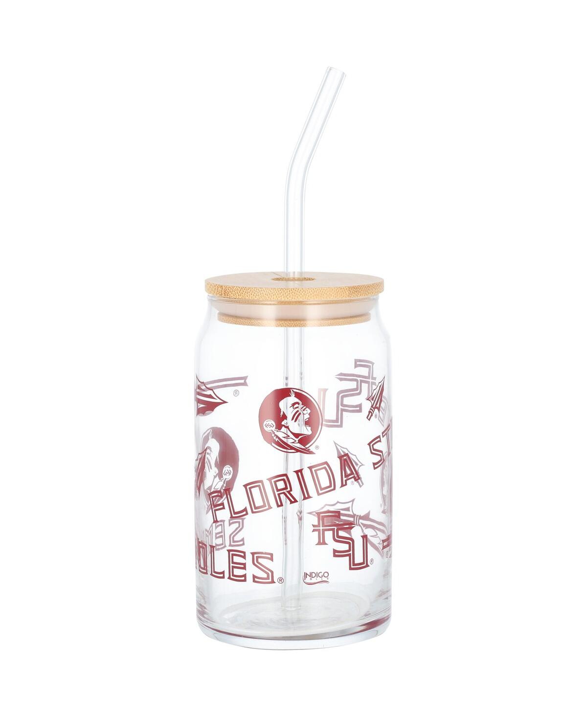 Indigo Falls Florida State Seminoles 16 oz Can Glass With Straw In Clear