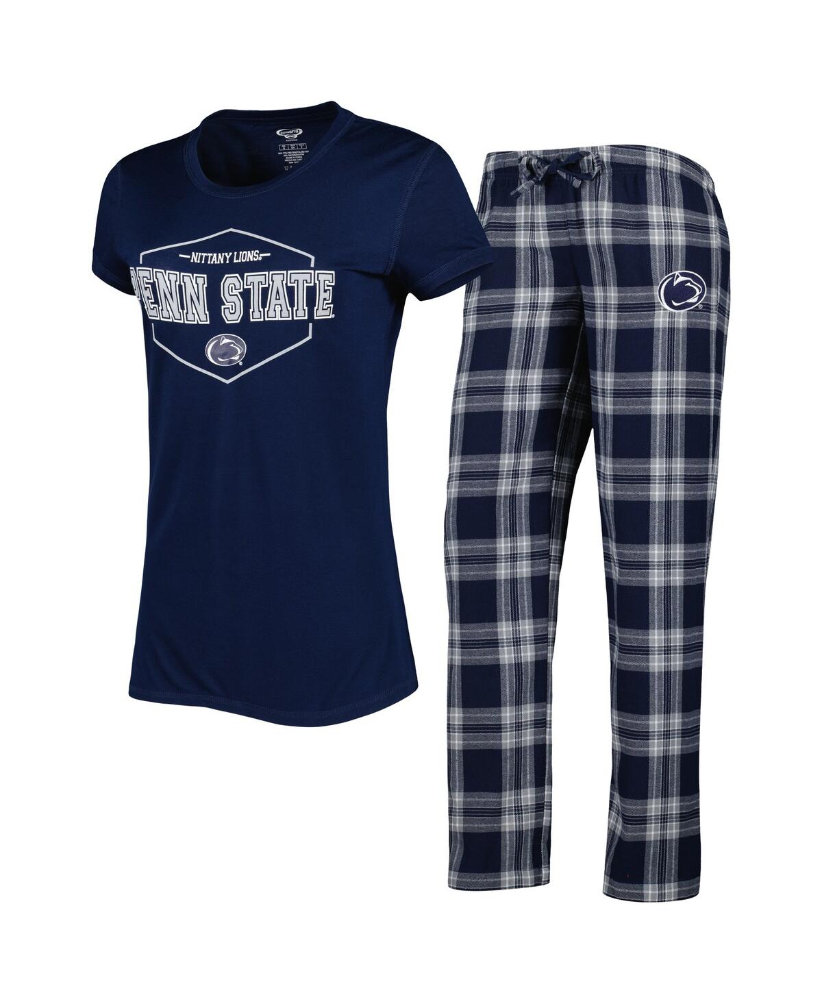 Women's Concepts Sport Gray Penn State Nittany Lions Badge T-shirt and Flannel Pants Sleep Set - Gray