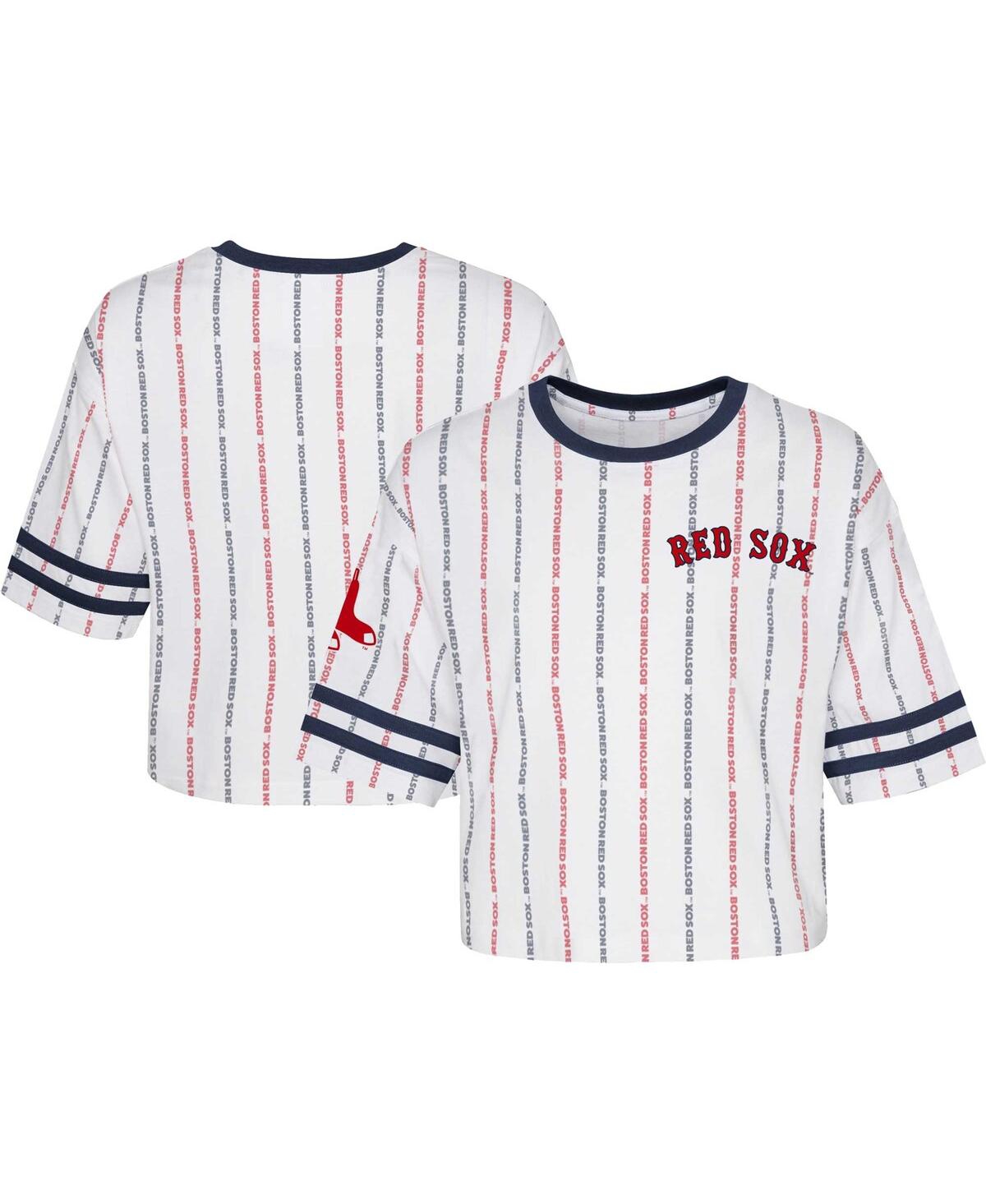 Shop Outerstuff Big Girls White Boston Red Sox Ball Striped T-shirt