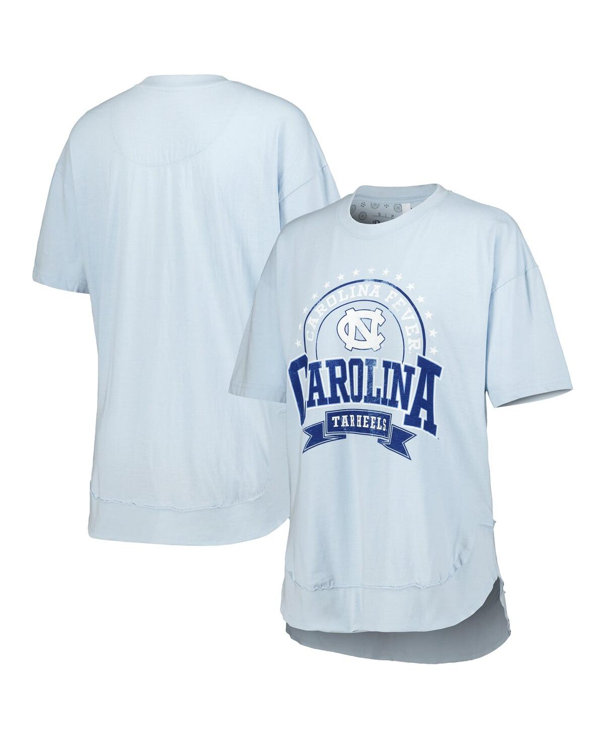 Shop Pressbox Women's  Carolina Blue North Carolina Tar Heels Vintage-like Wash Poncho Captain T-shirt