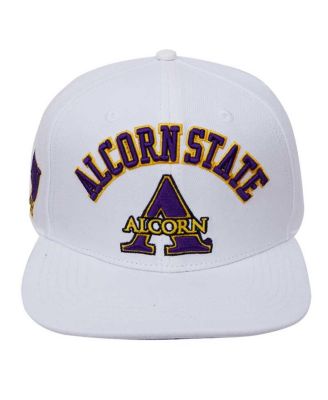 Men's White Alcorn State Braves Arch Over Evergreen Wool Snapback Hat