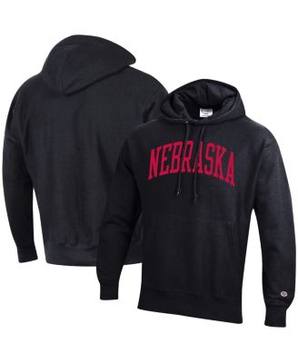 Men's Black Nebraska Huskers Team Arch Reverse Weave Pullover Hoodie