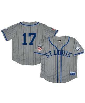 Men's #17 Gray St. Louis Stars Mesh Button-Down Replica Jersey