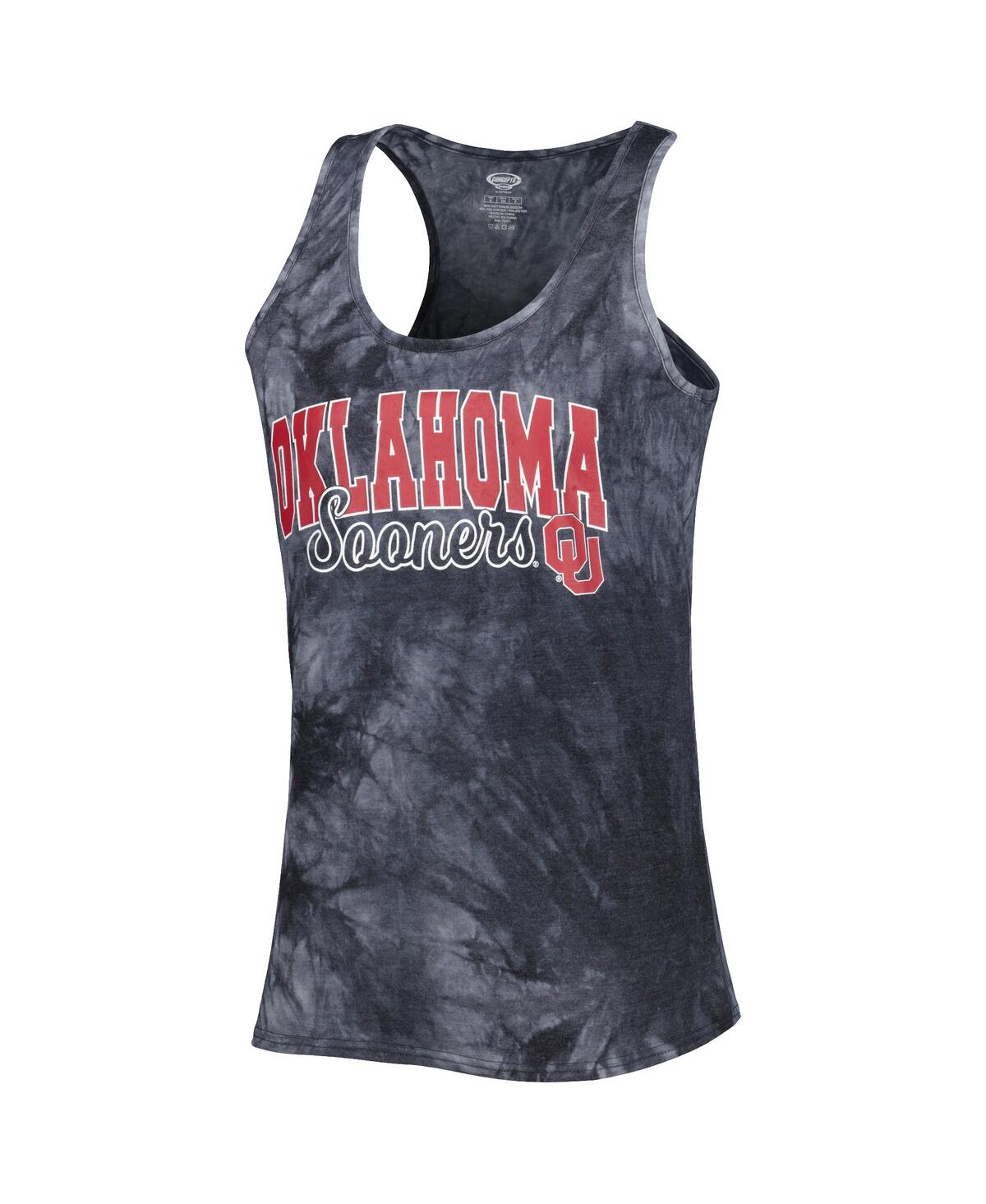 CONCEPTS SPORT WOMEN'S CONCEPTS SPORT CHARCOAL OKLAHOMA SOONERS BILLBOARD TIE-DYE TANK TOP AND SHORTS SLEEP SET 