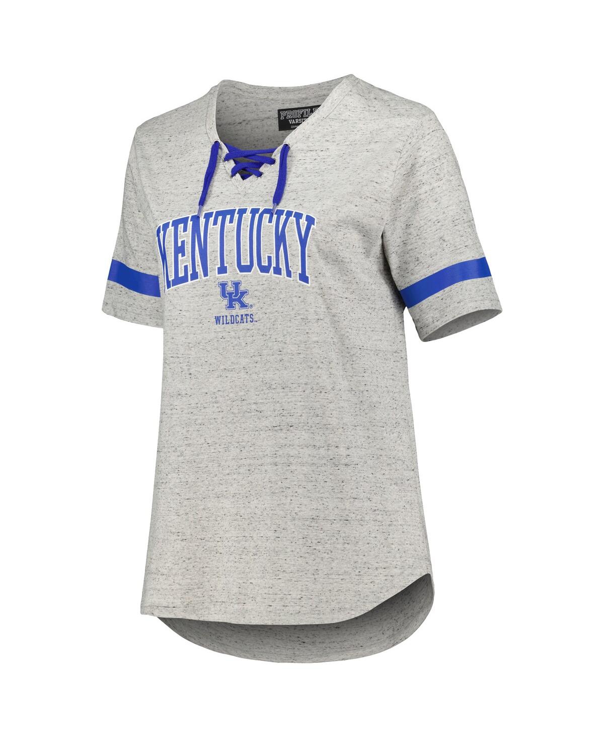 Shop Profile Women's Heather Gray Kentucky Wildcats Plus Size Lace-up T-shirt