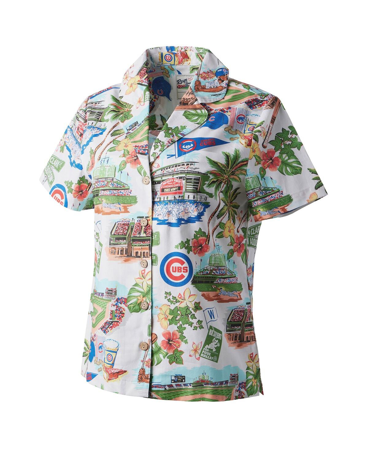 Reyn Spooner Women's White Chicago Cubs Scenic Camp Button-up Shirt