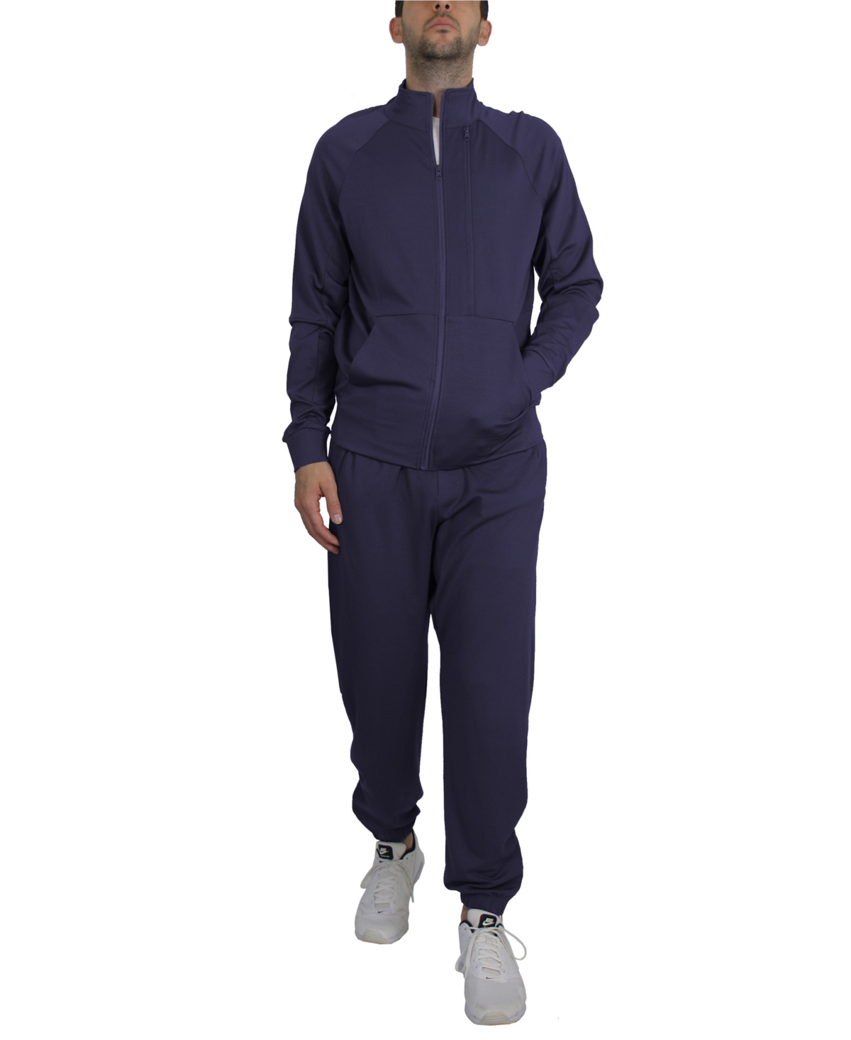Blue Ice Men's Moisture Wicking Performance Active Track Jacket And Joggers, 2-piece Set In Navy