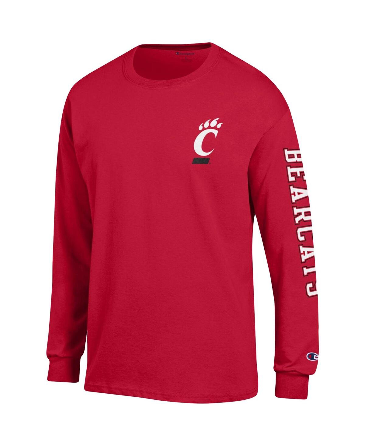 Shop Champion Men's  Red Cincinnati Bearcats Team Stack Long Sleeve T-shirt