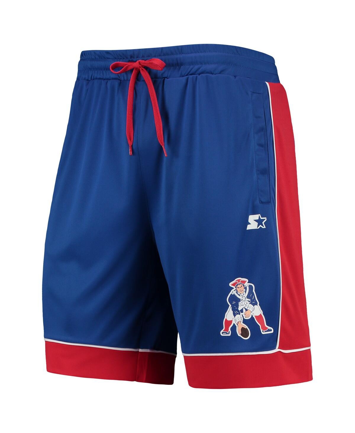 Starter Navy New England Patriots Throwback Fan Favorite Shorts In Royal,red