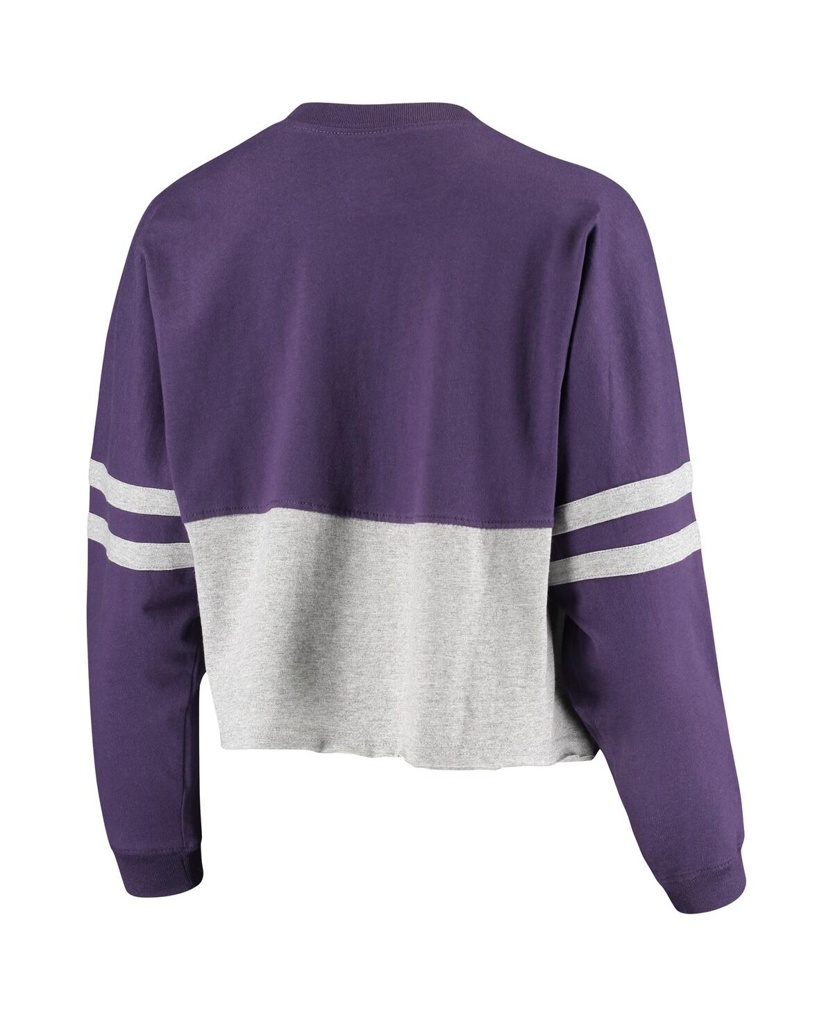 Shop Boxercraft Women's Purple, Gray Clemson Tigers Cropped Retro Jersey Long Sleeve T-shirt In Purple,gray
