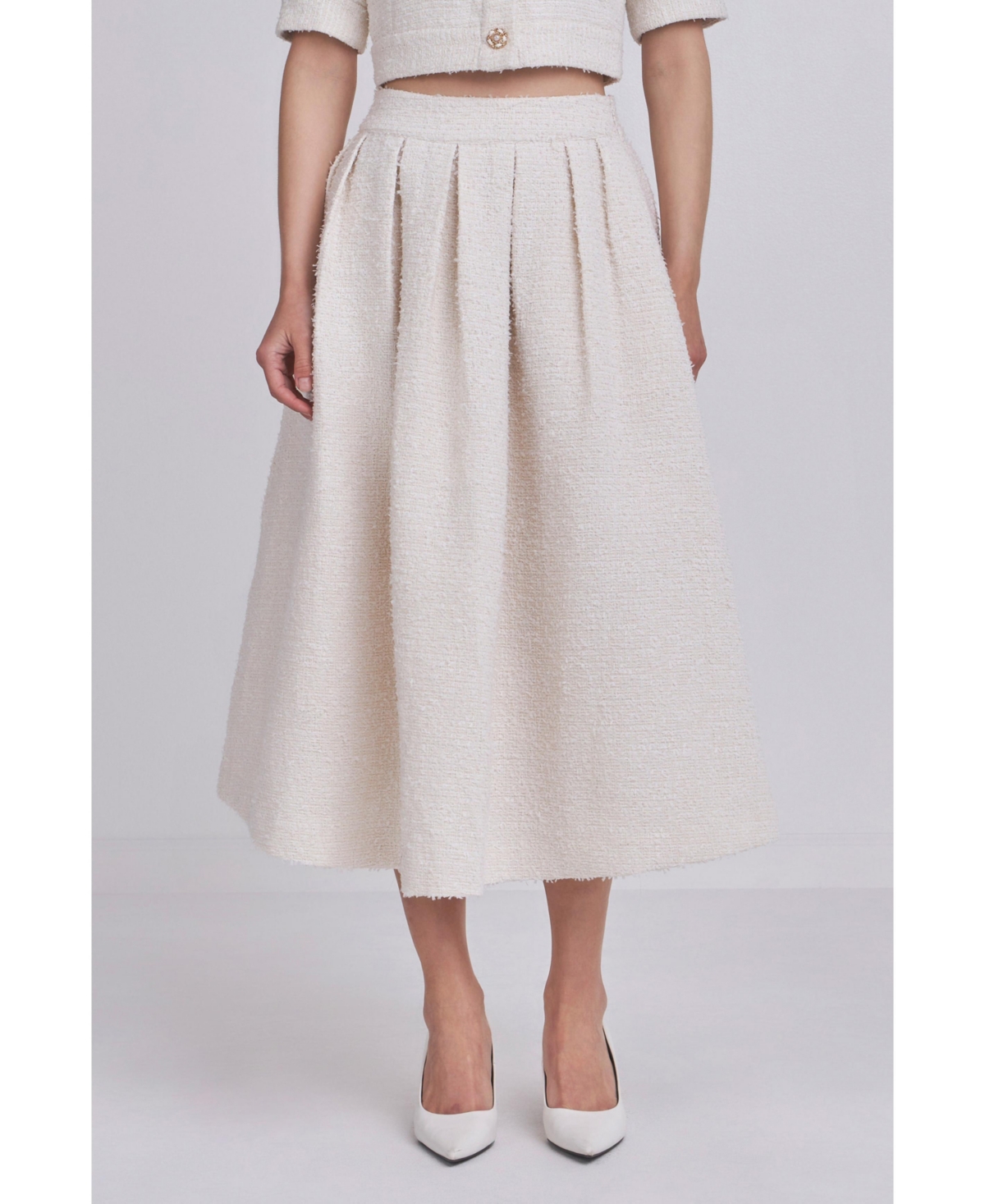 Women's Tweed Maxi Skirt - Ivory