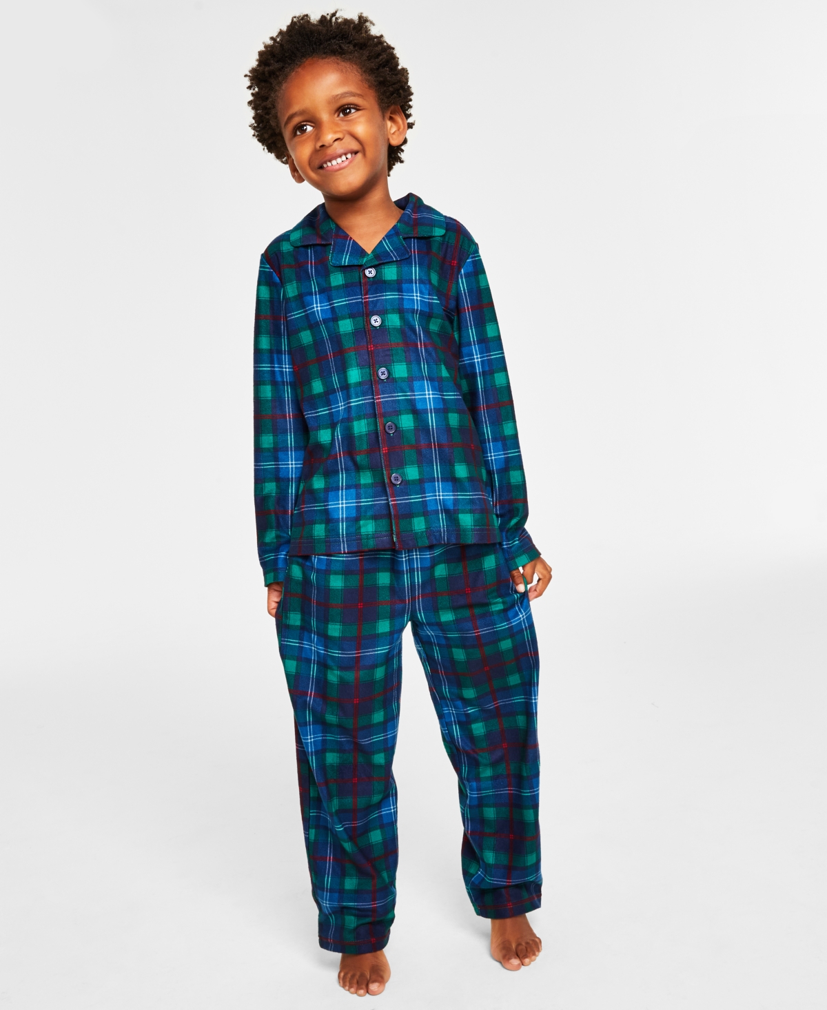 Matching Family Pajamas Toddler, Little & Big Kids Plaid Notched Pajamas Set, Created for Macy's - Family Plaid