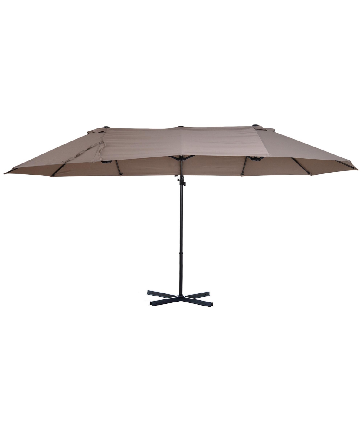 14.4' Patio Umbrella Double-Sided Outdoor Market Extra Large Umbrella with Crank, Cross Base for Deck, Lawn, Backyard and Pool, Brown - Brown