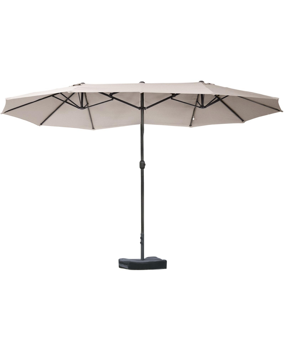 Patio Umbrella 15' Steel Rectangular Outdoor Double Sided Market with base, Uv Sun Protection & Easy Crank for Deck Pool Patio, Brown - Brown