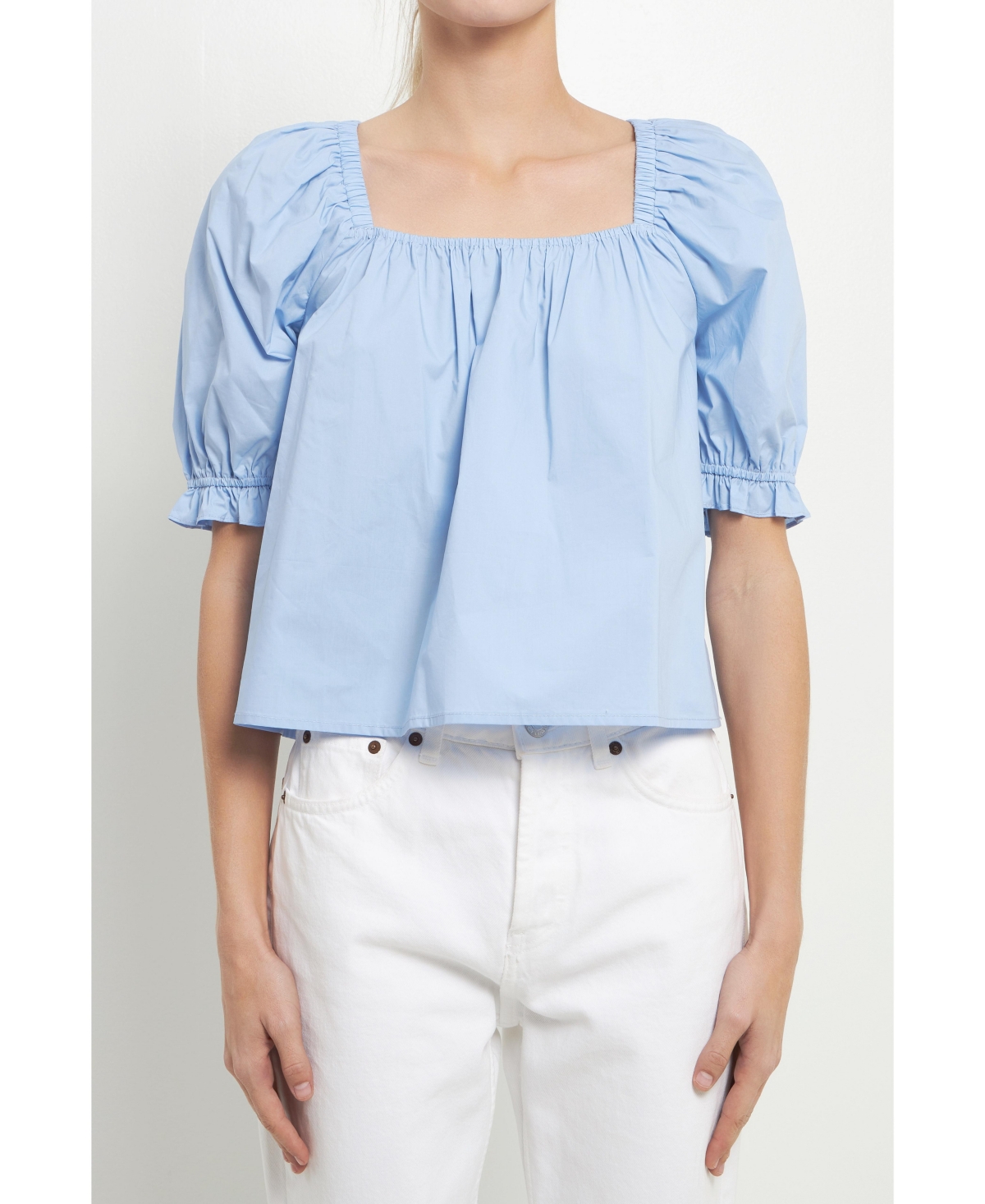 English Factory Women's Square neckline Puff Sleeve Top