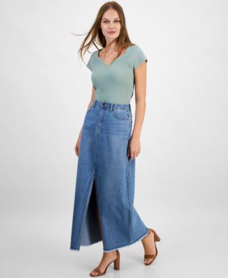 And Now This Women s Cotton Denim Maxi Skirt Macy s