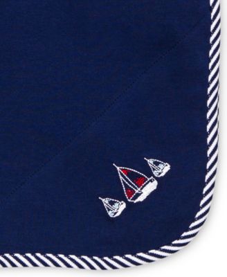 Baby Boys Sailboat And Stripe Trim Blanket