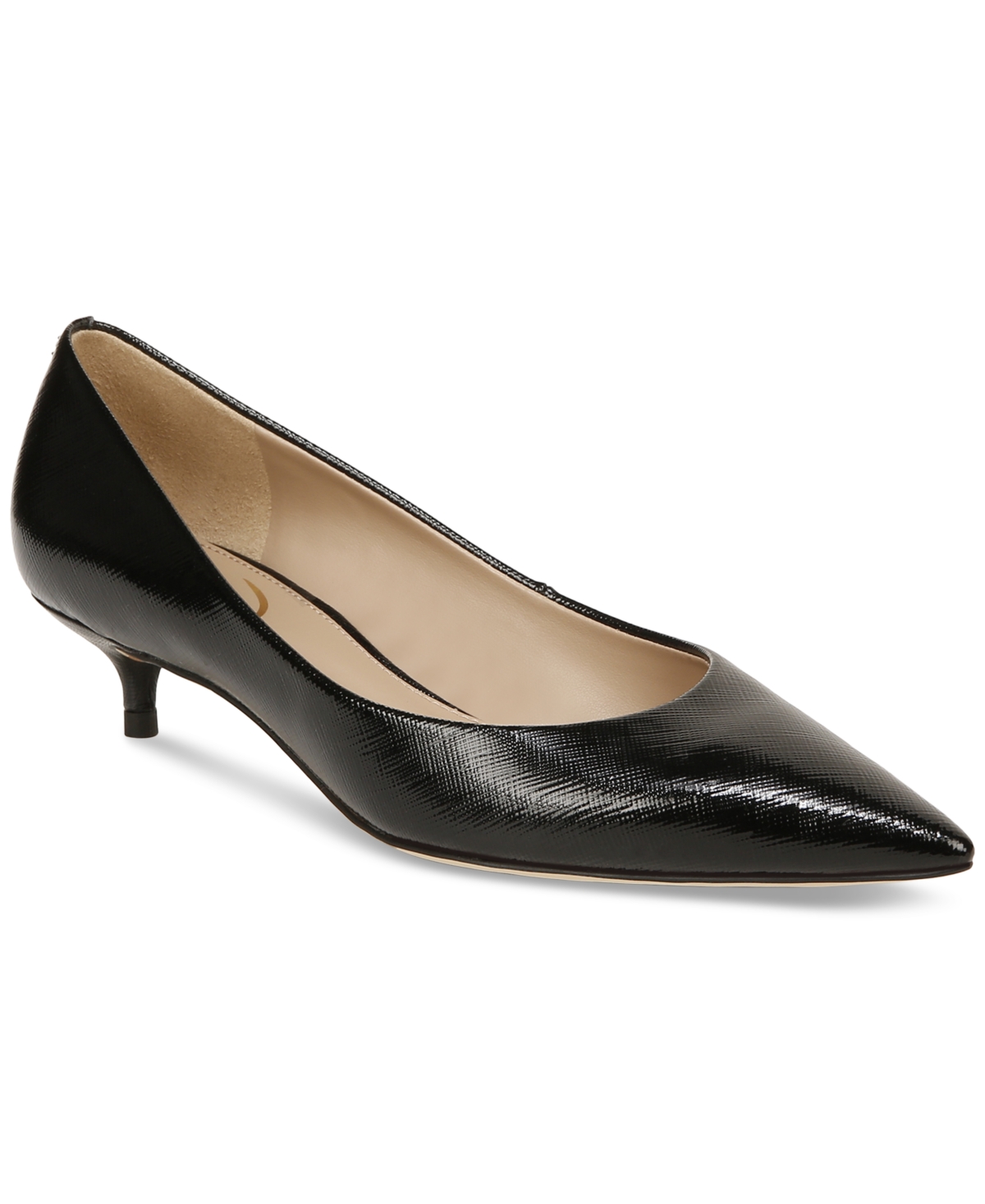 Sam Edelman Franci Kitten Heel Pump In Black Saffiano Leather