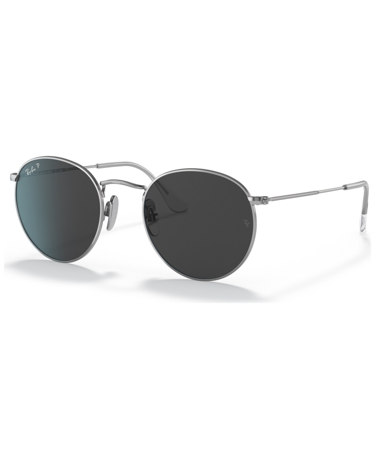 Ray Ban Unisex Polarized Sunglasses, Round Titanium In Silver-tone