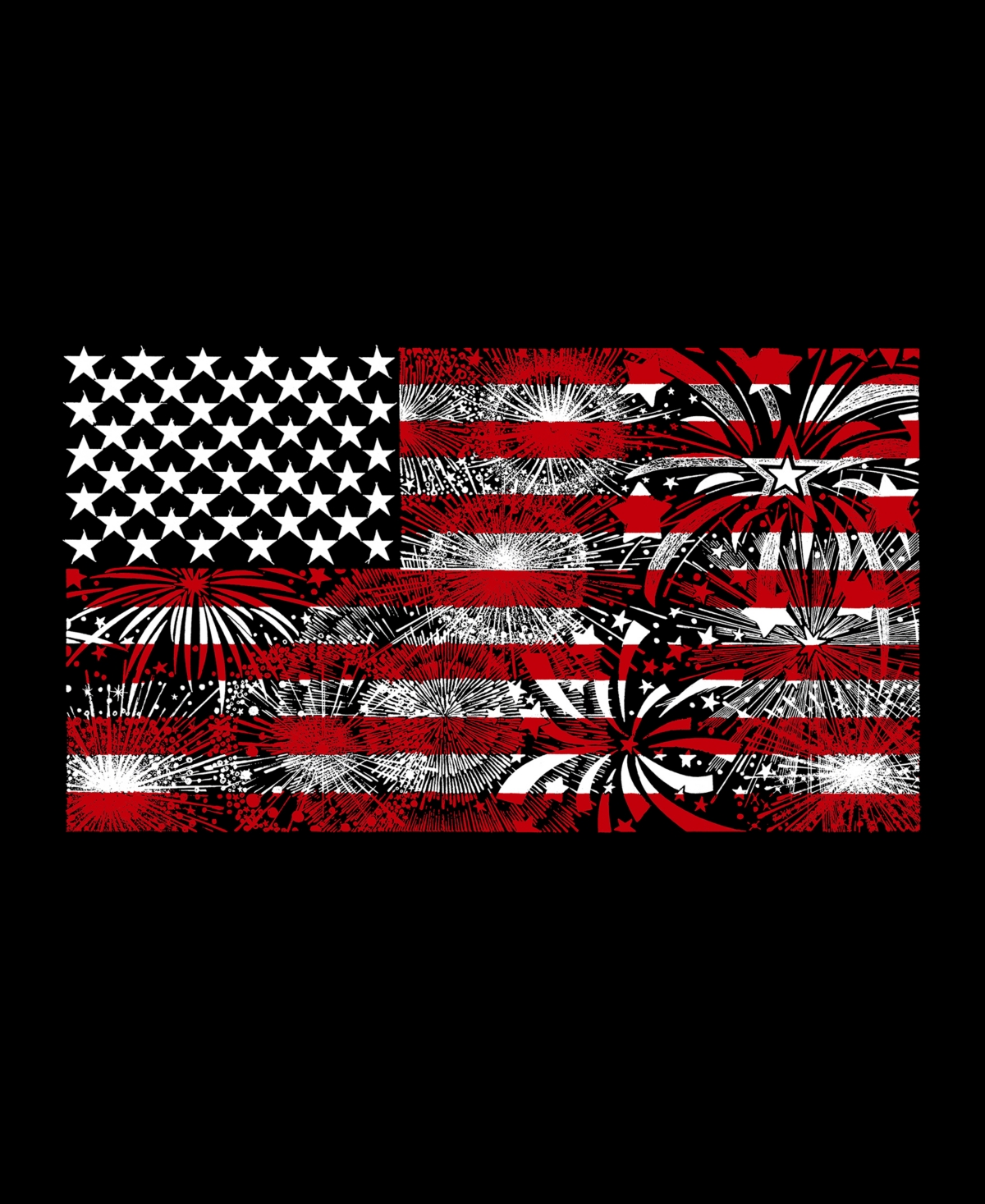 La Pop Art Men's Word Art Hooded American Flag Fireworks Sweatshirt