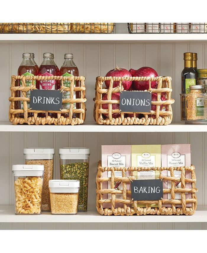 mDesign Water Hyacinth Open Weave Pantry Basket Bin 3 Pack Macy's