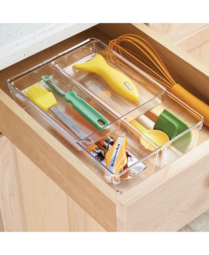mDesign 2 Piece Plastic Stackable Kitchen Drawer Organizer with Top