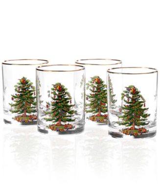 Glasses hot Set of 2 Christmas Tree lowball glasses