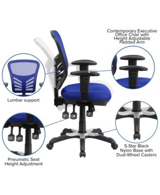 Mid-Back Mesh Triple Paddle Swivel Ergonomic Office Chair With Adjustable Arms