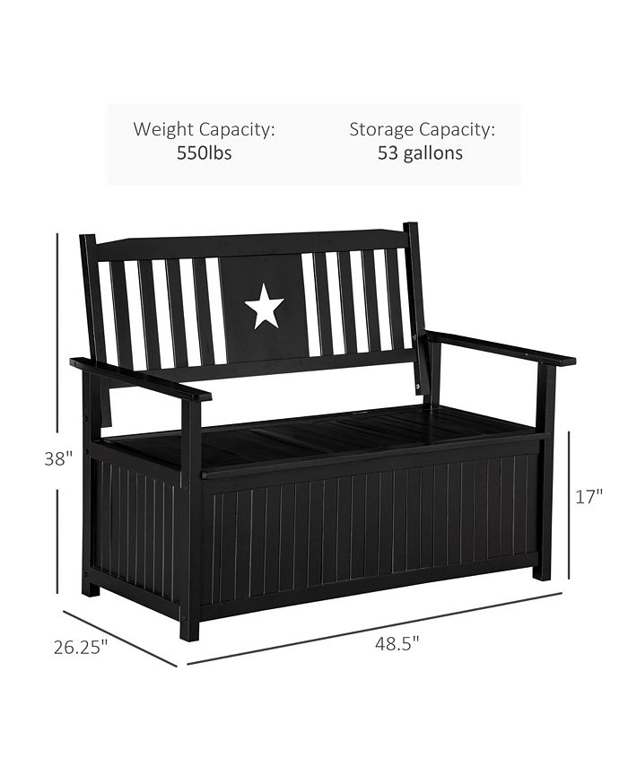 Outsunny Outdoor Storage Bench, 2Seat Loveseat Style Wooden Patio