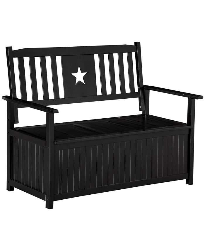 Outsunny Outdoor Storage Bench, 2Seat Loveseat Style Wooden Patio