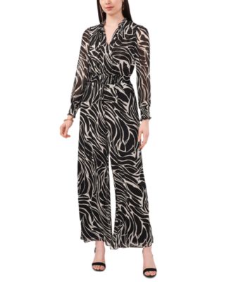 MSK - Women's Printed Tie-Neck Jumpsuit