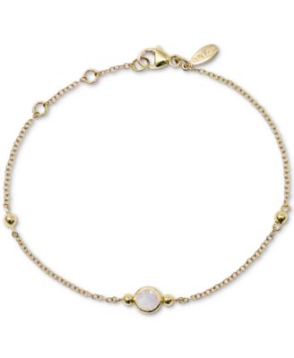 Anzie - Moonstone & Polished Bead Link Bracelet in 14k Gold