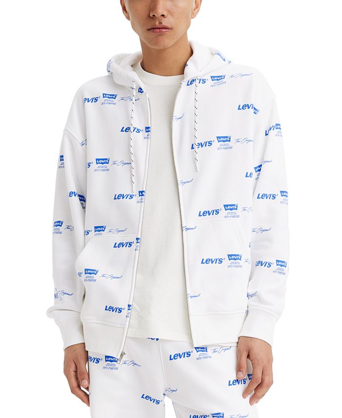Levi's Men's Relaxed Fit Zip-Front Allover Logo Print Hoodie - Macy's