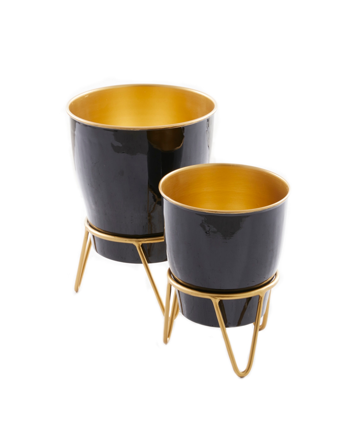 Novogratz Collection Metal Indoor Outdoor Planter With Removable Stand Set Of 2 In Black