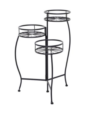 Black Metal Indoor Outdoor 3 Tier Starburst Plant Stand