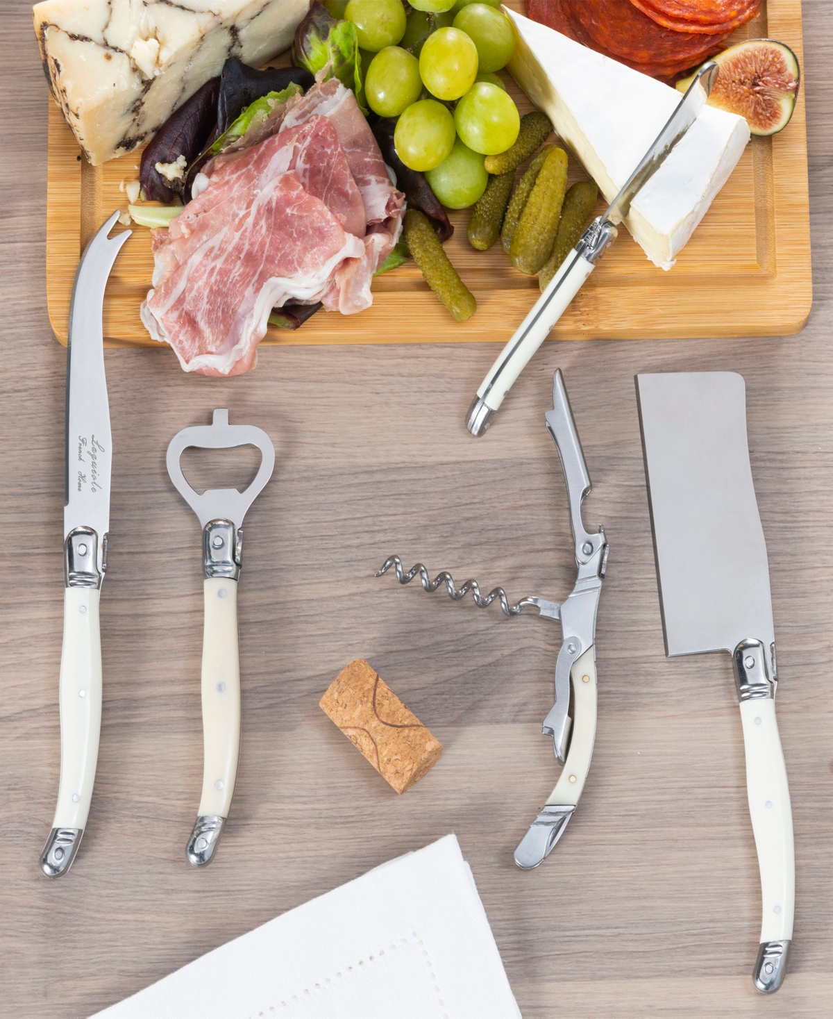 French Home Laguiole Barware Bottle Opener and Corkscrew Set with Handles