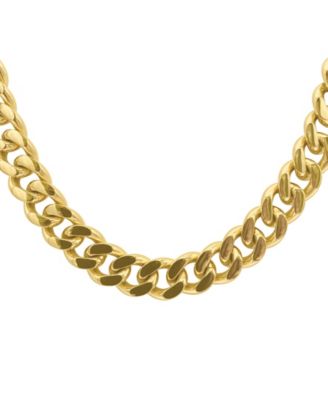18-20" Adjustable 14K Gold Plated Wide Curb Chain Necklace