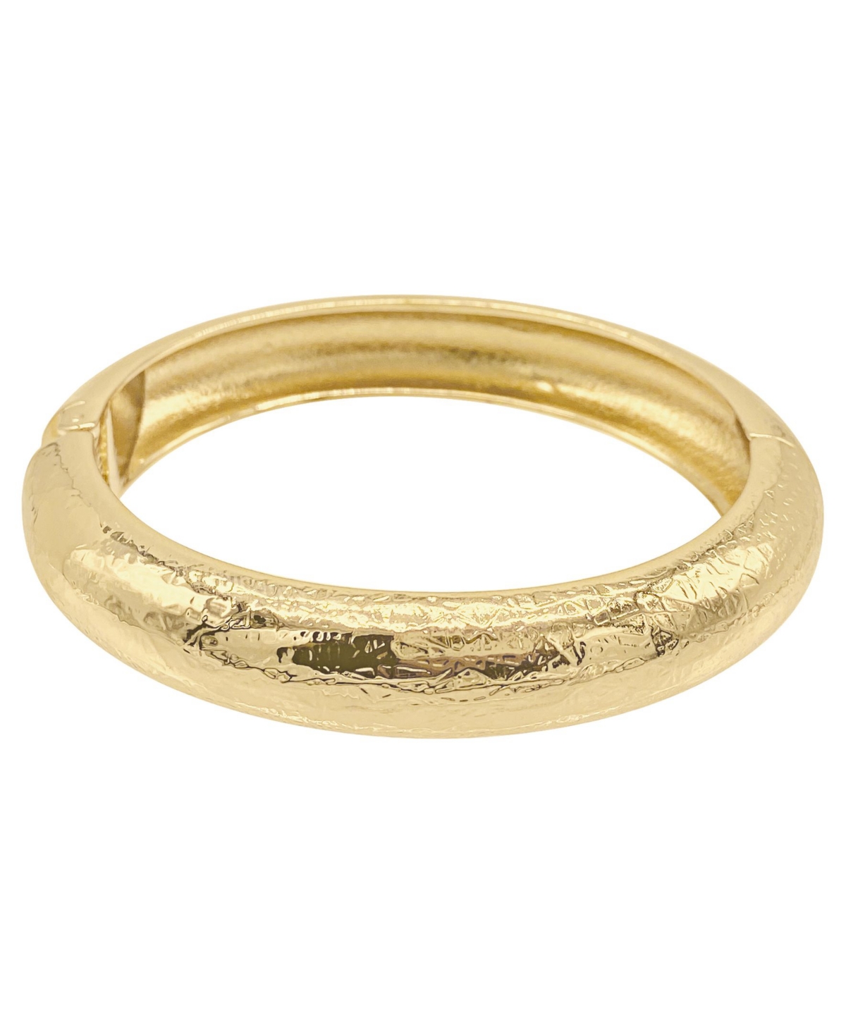 14K Gold Plated Texturized Bangle - Gold
