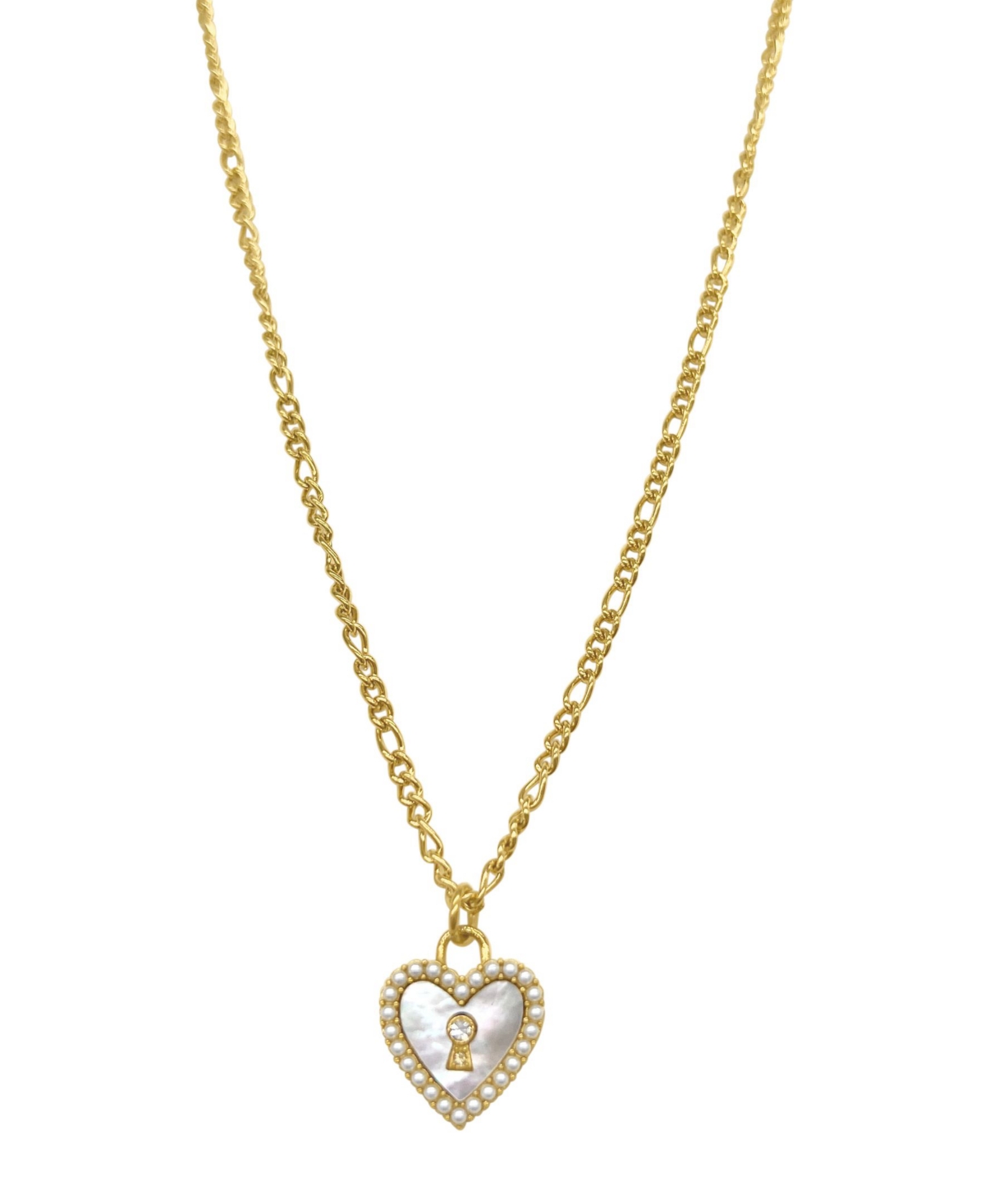 Shop Adornia 16.5" Imitation Mother Of Pearl 14k Gold Plated Heart And Key Necklace